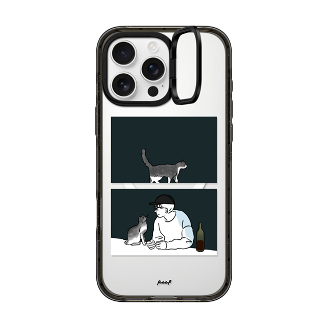 Peep x CASETiFY iPhone 16 Pro Max ケース ブラック インパクトリングスタンドケース MagSafe対応 WINE & CAT