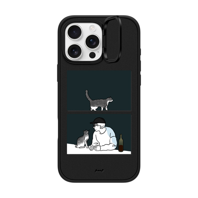 Peep x CASETiFY iPhone 16 Pro Max ケース マットブラック インパクトリングスタンドケース MagSafe対応 WINE & CAT