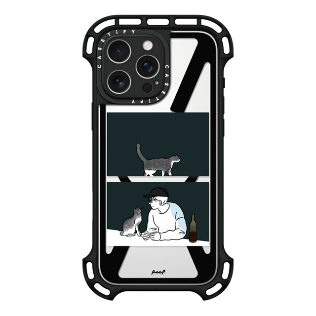 Peep x CASETiFY iPhone 16 Pro Max ケース ブラック ウルトラ バウンスケース MagSafe対応 WINE & CAT