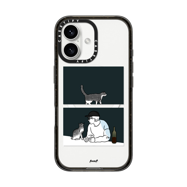 Peep x CASETiFY iPhone 16 ケース ブラック インパクトケース MagSafe対応 WINE & CAT