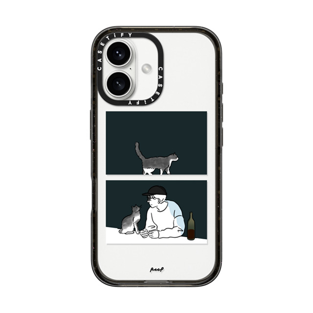 Peep x CASETiFY iPhone 16 ケース ブラック インパクトケース WINE & CAT