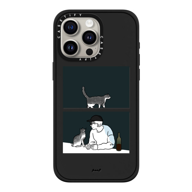 Peep x CASETiFY iPhone 15 Pro Max ケース マットブラック インパクトケース MagSafe対応 WINE & CAT