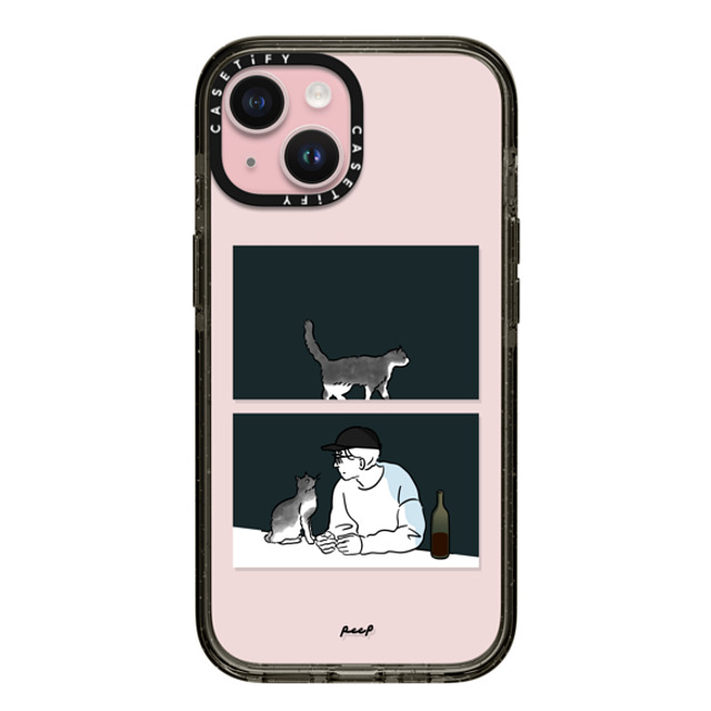 Peep x CASETiFY iPhone 15 ケース ブラック インパクトケース WINE & CAT