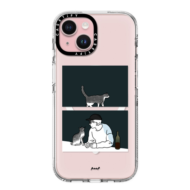 Peep x CASETiFY iPhone 15 ケース クリア クリア ケース MagSafe対応 WINE & CAT