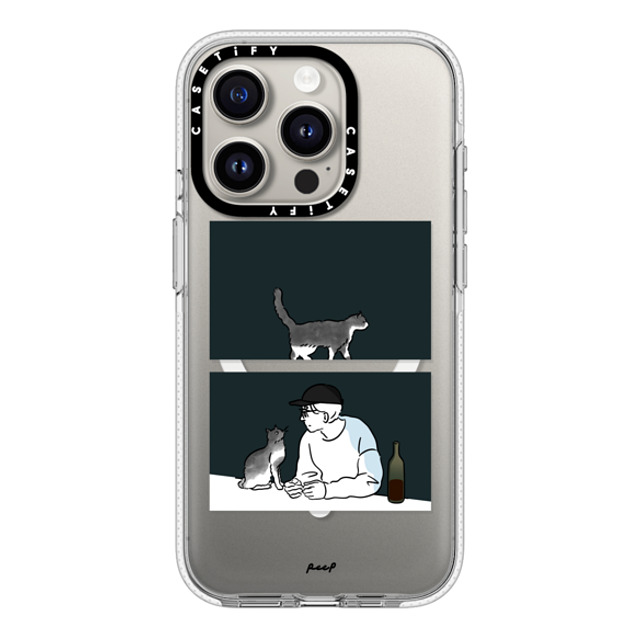 Peep x CASETiFY iPhone 15 Pro ケース クリア クリア ケース MagSafe対応 WINE & CAT