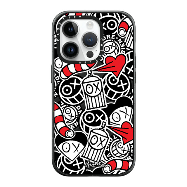 Mr. A x CASETiFY iPhone 14 Pro ケース マットブラック インパクトケース MagSafe対応 Stickers of Mr. A