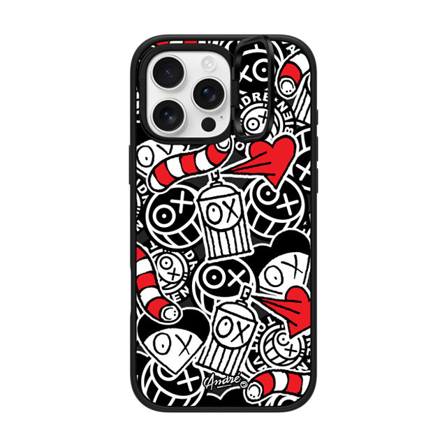 Mr. A x CASETiFY iPhone 16 Pro Max ケース マットブラック インパクトリングスタンドケース MagSafe対応 Stickers of Mr. A