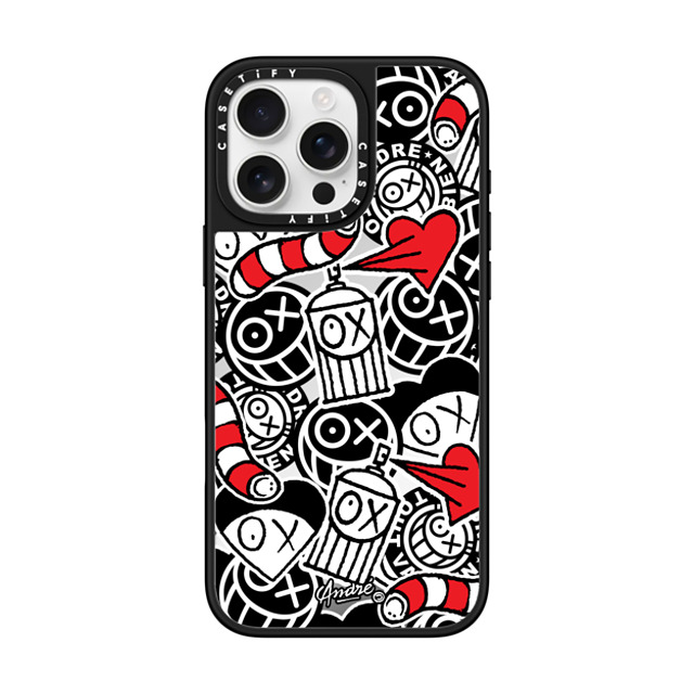 Mr. A x CASETiFY iPhone 16 Pro Max ケース Silver on Black ミラーケース MagSafe対応 Stickers of Mr. A