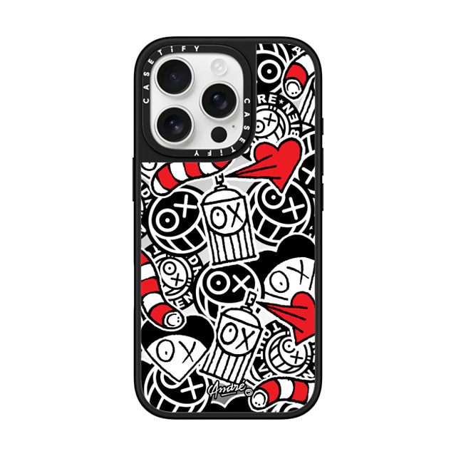 Mr. A x CASETiFY iPhone 16 Pro ケース Silver on Black ミラーケース MagSafe対応 Stickers of Mr. A