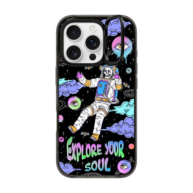 Sadskelly x CASETiFY iPhone 16 Pro ケース ブラック インパクトリングスタンドケース MagSafe対応 Explore your soul