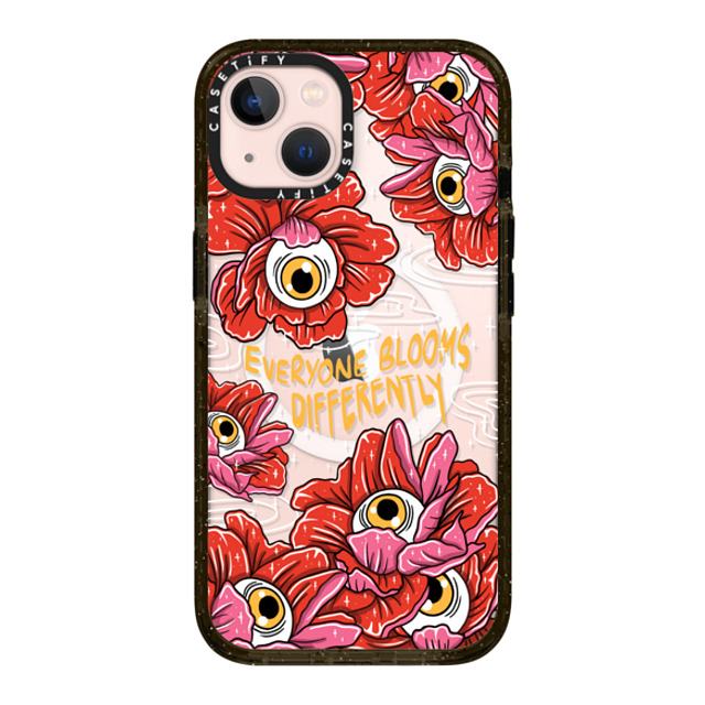 Sadskelly x CASETiFY iPhone 13 ケース ブラック インパクトケース MagSafe対応 Bloom Differently