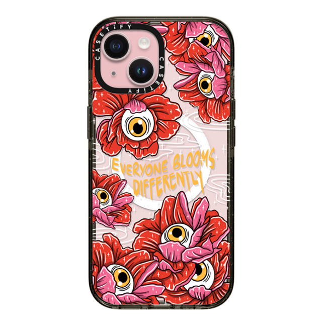 Sadskelly x CASETiFY iPhone 15 ケース Floral,Quote ブラック インパクトケース MagSafe対応 Bloom Differently Mother's Day Sadskelly x CASETiFY iPhone 15 ケース Floral,Quote ブラック インパクトケース MagSafe対応 Bloom Differently Mother's Day