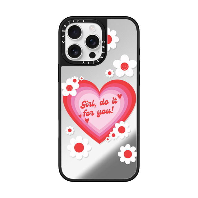 Good Vibe Girl Gang x CASETiFY iPhone 16 Pro Max ケース Heart,Quote Silver on Black ミラーケース MagSafe対応 Girl Do It for You Phone Case Mother's Day Good Vibe Girl Gang x CASETiFY iPhone 16 Pro Max ケース Heart,Quote Silver on Black ミラーケース MagSafe対応 Girl Do It for You Phone Case Mother's Day