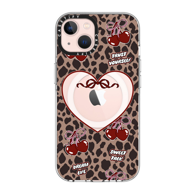 Top Girl Studio x CASETiFY iPhone 13 ケース クリア クリア ケース MagSafe対応 Leopard Cherries