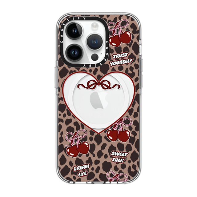 Top Girl Studio x CASETiFY iPhone 14 Pro ケース クリア クリア ケース MagSafe対応 Leopard Cherries