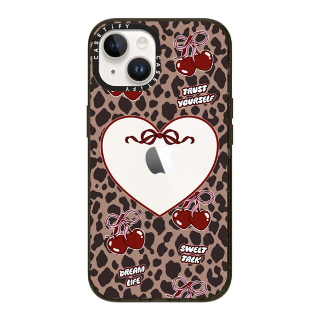 Top Girl Studio x CASETiFY iPhone 14 ケース ブラック インパクトケース Leopard Cherries