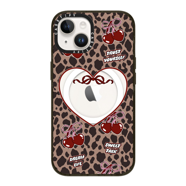 Top Girl Studio x CASETiFY iPhone 14 ケース ブラック インパクトケース MagSafe対応 Leopard Cherries