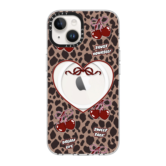 Top Girl Studio x CASETiFY iPhone 14 ケース クリア クリア ケース MagSafe対応 Leopard Cherries