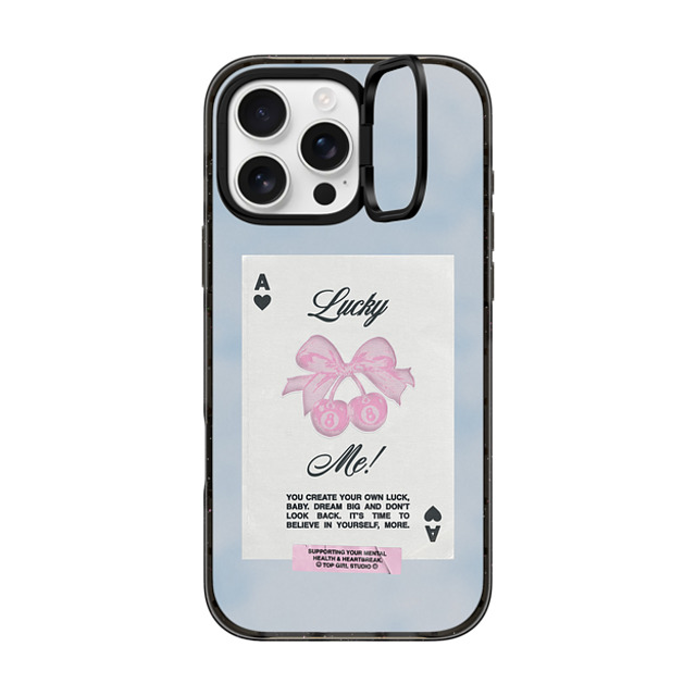 Top Girl Studio x CASETiFY iPhone 16 Pro Max ケース ブラック インパクトリングスタンドケース MagSafe対応 Lucky Me