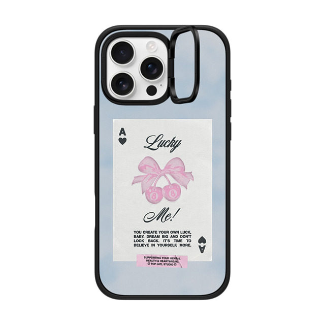 Top Girl Studio x CASETiFY iPhone 16 Pro Max ケース マットブラック インパクトリングスタンドケース MagSafe対応 Lucky Me