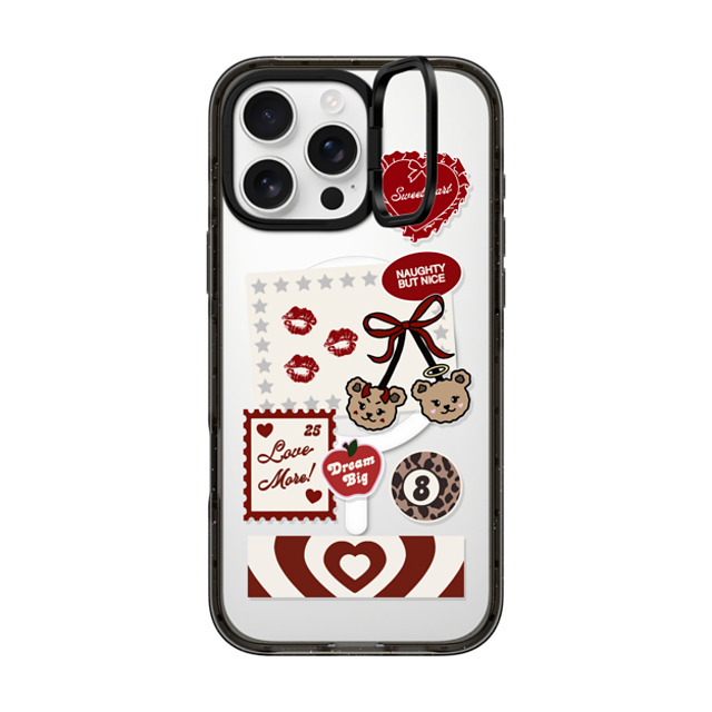 Top Girl Studio x CASETiFY iPhone 16 Pro Max ケース ブラック インパクトリングスタンドケース MagSafe対応 Naughty But Nice