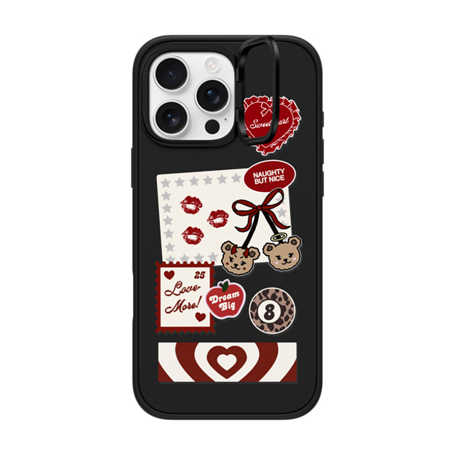 Top Girl Studio x CASETiFY iPhone 16 Pro Max ケース マットブラック インパクトリングスタンドケース MagSafe対応 Naughty But Nice