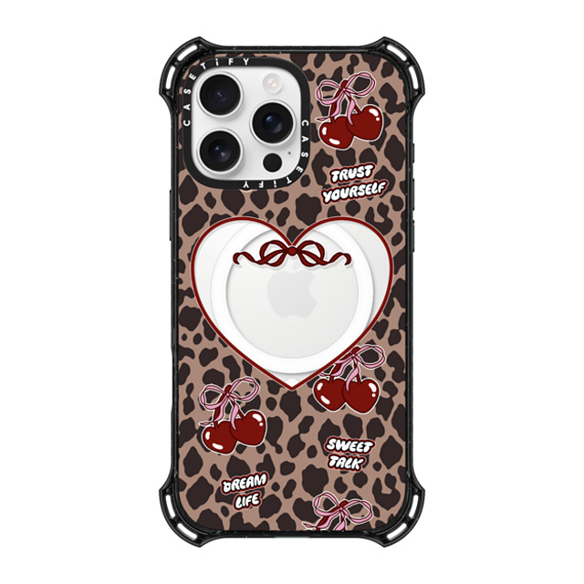 Top Girl Studio x CASETiFY iPhone 16 Pro Max ケース ブラック バウンスケース Leopard Cherries