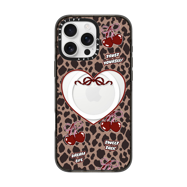 Top Girl Studio x CASETiFY iPhone 16 Pro Max ケース ブラック インパクトケース MagSafe対応 Leopard Cherries