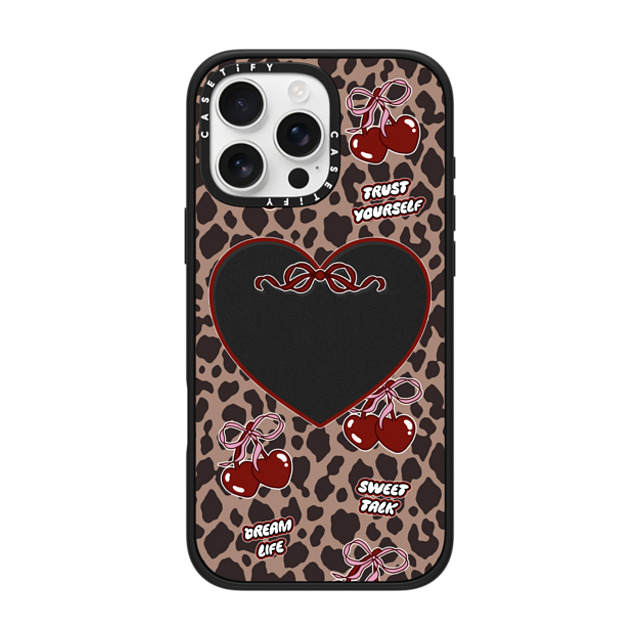 Top Girl Studio x CASETiFY iPhone 16 Pro Max ケース マットブラック インパクトケース MagSafe対応 Leopard Cherries