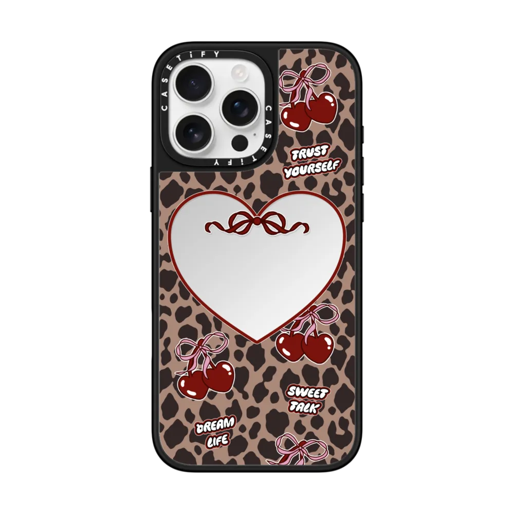 Mirror iPhone 16 Pro Max Case MagSafe Compatible - Leopard Cherries