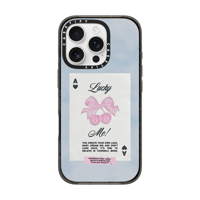 Top Girl Studio x CASETiFY iPhone 16 Pro ケース ブラック インパクトケース MagSafe対応 Lucky Me