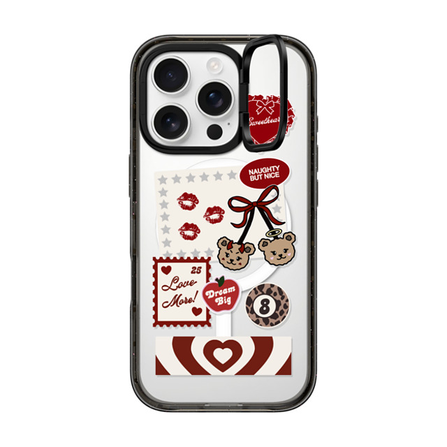 Top Girl Studio x CASETiFY iPhone 16 Pro ケース ブラック インパクトリングスタンドケース MagSafe対応 Naughty But Nice