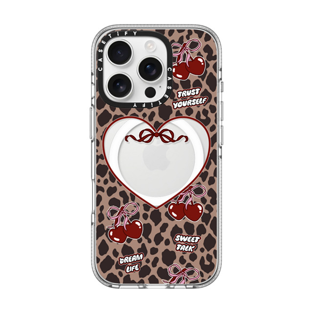 Top Girl Studio x CASETiFY iPhone 16 Pro ケース クリア クリア ケース MagSafe対応 Leopard Cherries