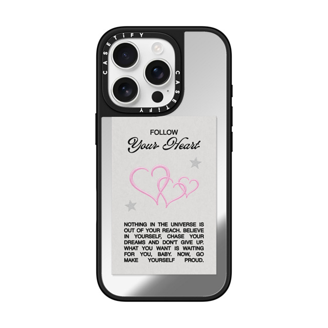 Top Girl Studio x CASETiFY iPhone 16 Pro ケース Silver on Black ミラーケース MagSafe対応 Follow your heart Back to School Top Girl Studio x CASETiFY iPhone 16 Pro ケース Silver on Black ミラーケース MagSafe対応 Follow your heart Back to School