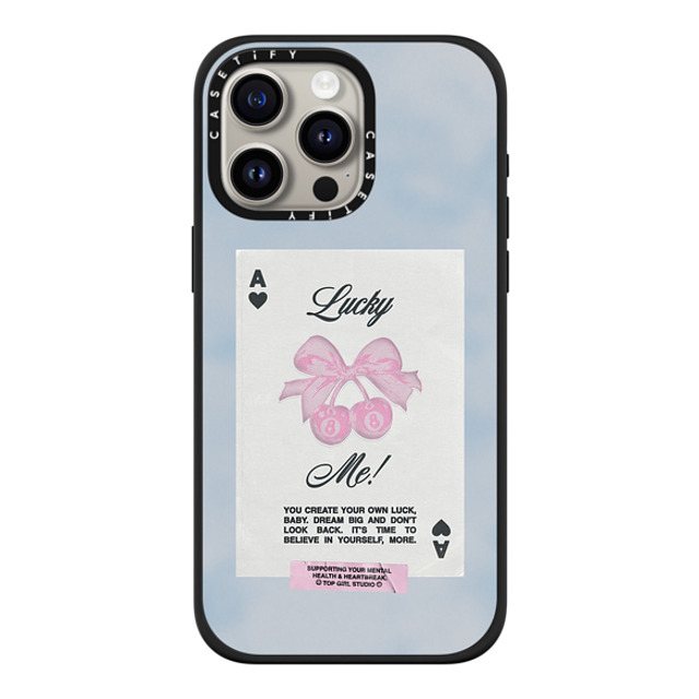 Top Girl Studio x CASETiFY iPhone 15 Pro Max ケース マットブラック インパクトケース MagSafe対応 Lucky Me