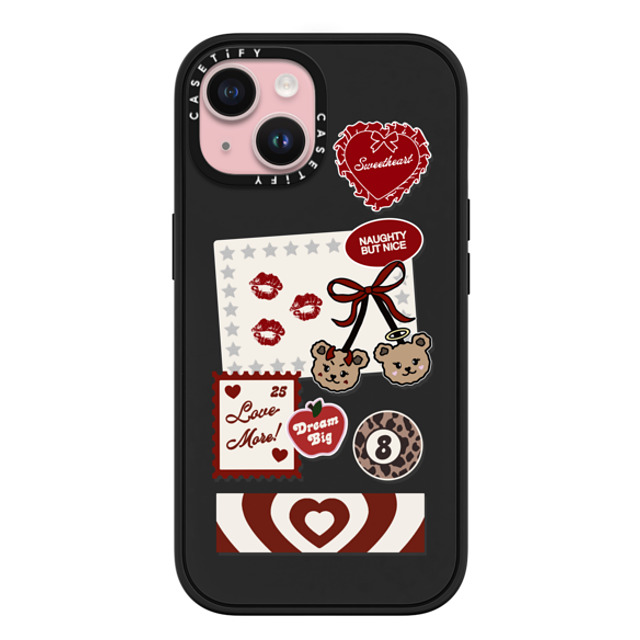 Top Girl Studio x CASETiFY iPhone 15 ケース マットブラック インパクトケース MagSafe対応 Naughty But Nice