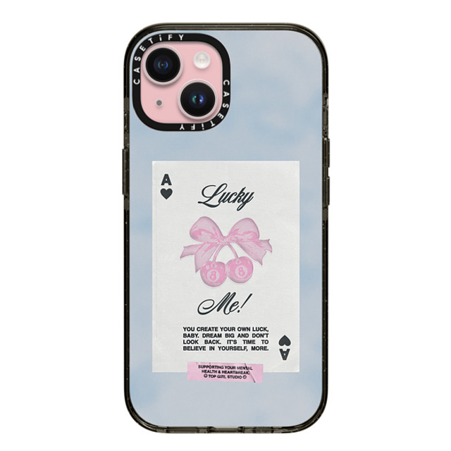 Top Girl Studio x CASETiFY iPhone 15 ケース ブラック インパクトケース MagSafe対応 Lucky Me