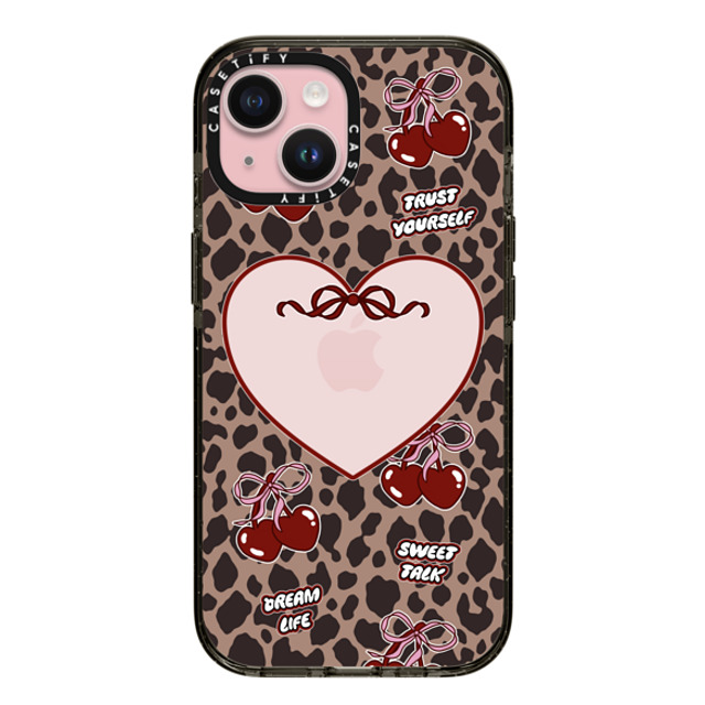 Top Girl Studio x CASETiFY iPhone 15 ケース ブラック インパクトケース Leopard Cherries