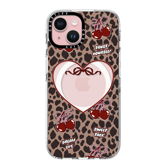 Top Girl Studio x CASETiFY iPhone 15 ケース クリア クリア ケース MagSafe対応 Leopard Cherries