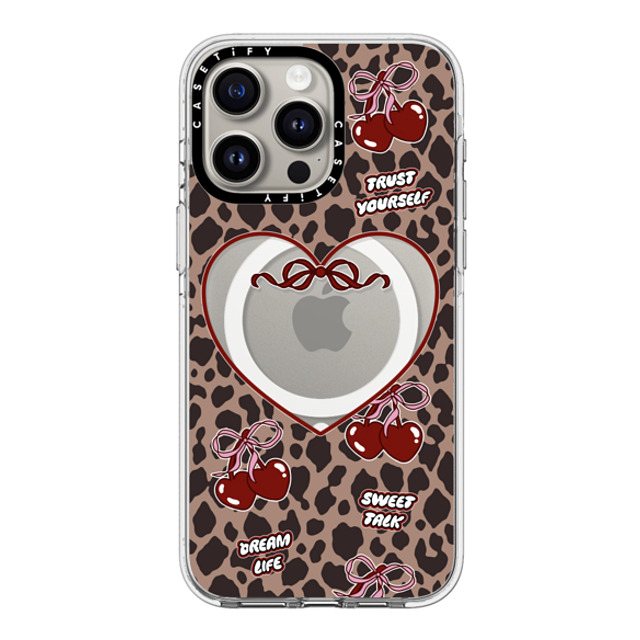 Top Girl Studio x CASETiFY iPhone 15 Pro Max ケース クリア クリア ケース MagSafe対応 Leopard Cherries