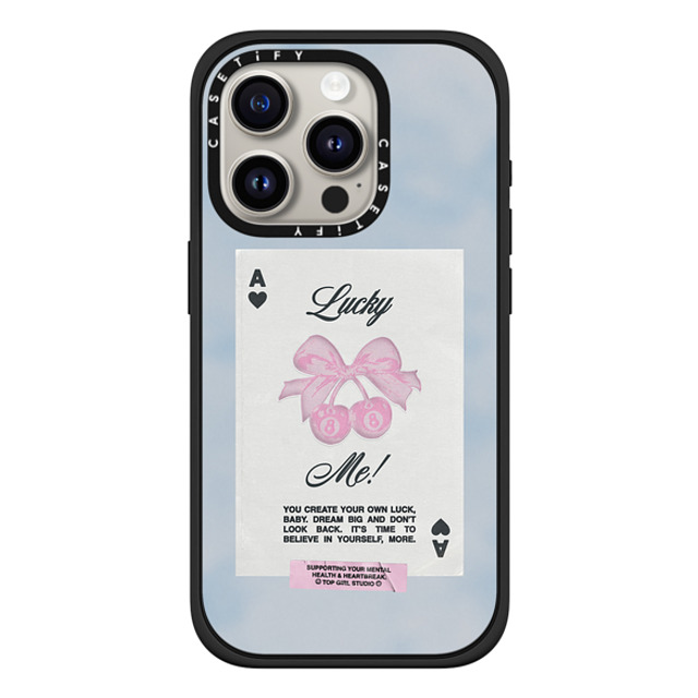 Top Girl Studio x CASETiFY iPhone 15 Pro ケース マットブラック インパクトケース MagSafe対応 Lucky Me