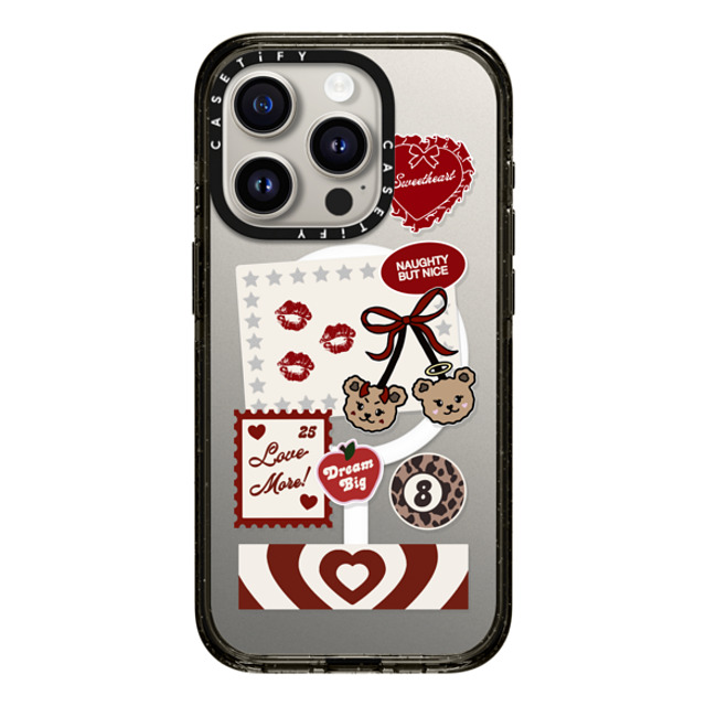 Top Girl Studio x CASETiFY iPhone 15 Pro ケース ブラック インパクトケース MagSafe対応 Naughty But Nice