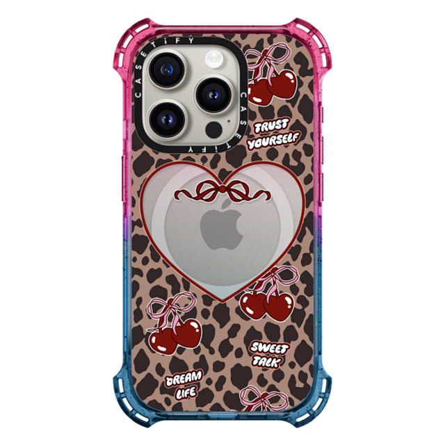 Top Girl Studio x CASETiFY iPhone 15 Pro ケース Cotton Candy バウンスケース Leopard Cherries