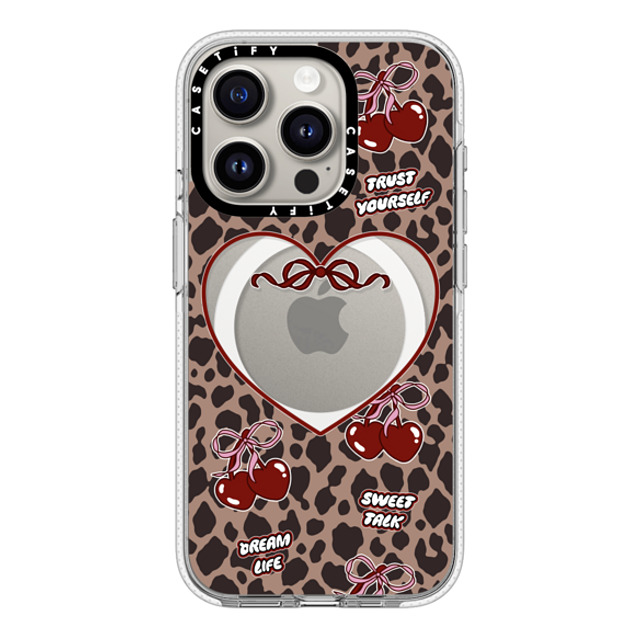 Top Girl Studio x CASETiFY iPhone 15 Pro ケース クリア クリア ケース MagSafe対応 Leopard Cherries