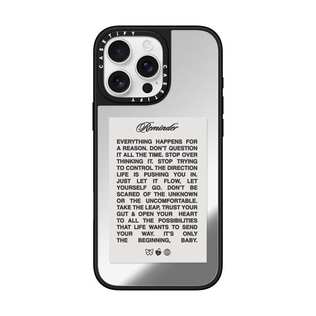 Top Girl Studio x CASETiFY iPhone 16 Pro Max ケース Silver on Black ミラーケース MagSafe対応 It's Only The Beginning, Baby