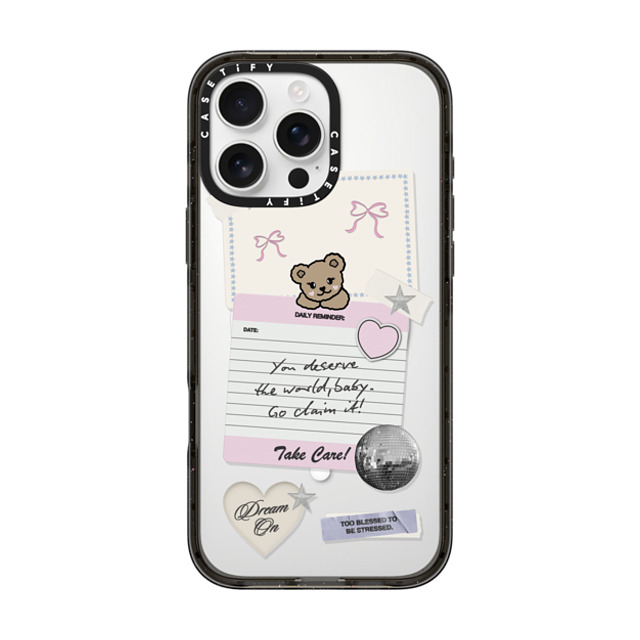 Top Girl Studio x CASETiFY iPhone 16 Pro Max ケース ブラック インパクトケース MagSafe対応 Coquette Stickers