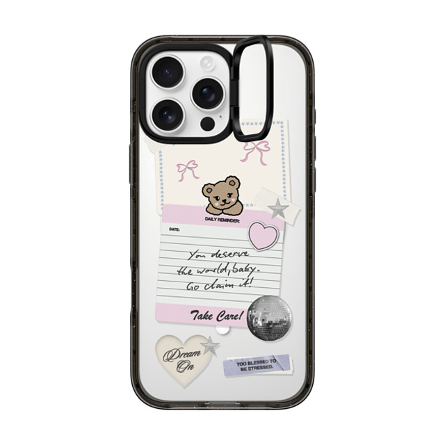 Top Girl Studio x CASETiFY iPhone 16 Pro Max ケース ブラック インパクトリングスタンドケース MagSafe対応 Coquette Stickers