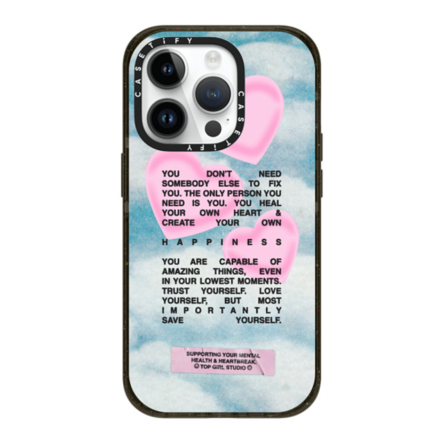 Top Girl Studio x CASETiFY iPhone 14 Pro ケース ブラック インパクトケース MagSafe対応 Save yourself