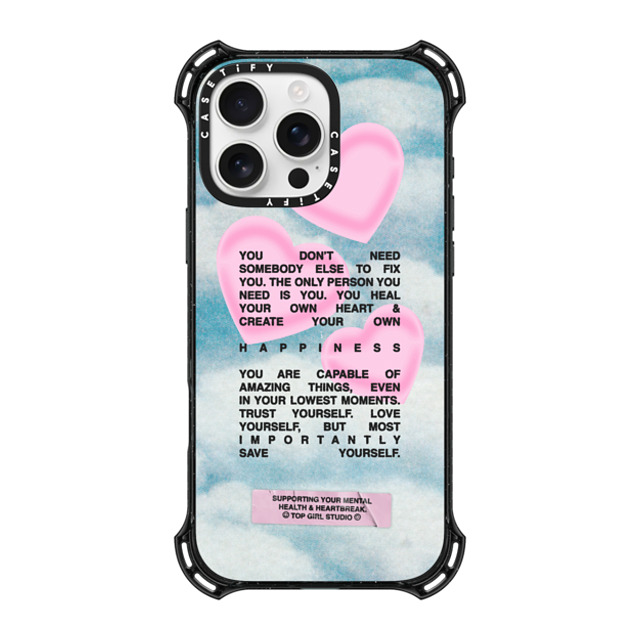 Top Girl Studio x CASETiFY iPhone 16 Pro Max ケース ブラック バウンスケース Save yourself