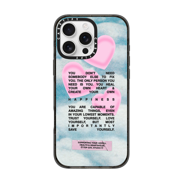 Top Girl Studio x CASETiFY iPhone 16 Pro Max ケース ブラック インパクトケース MagSafe対応 Save yourself